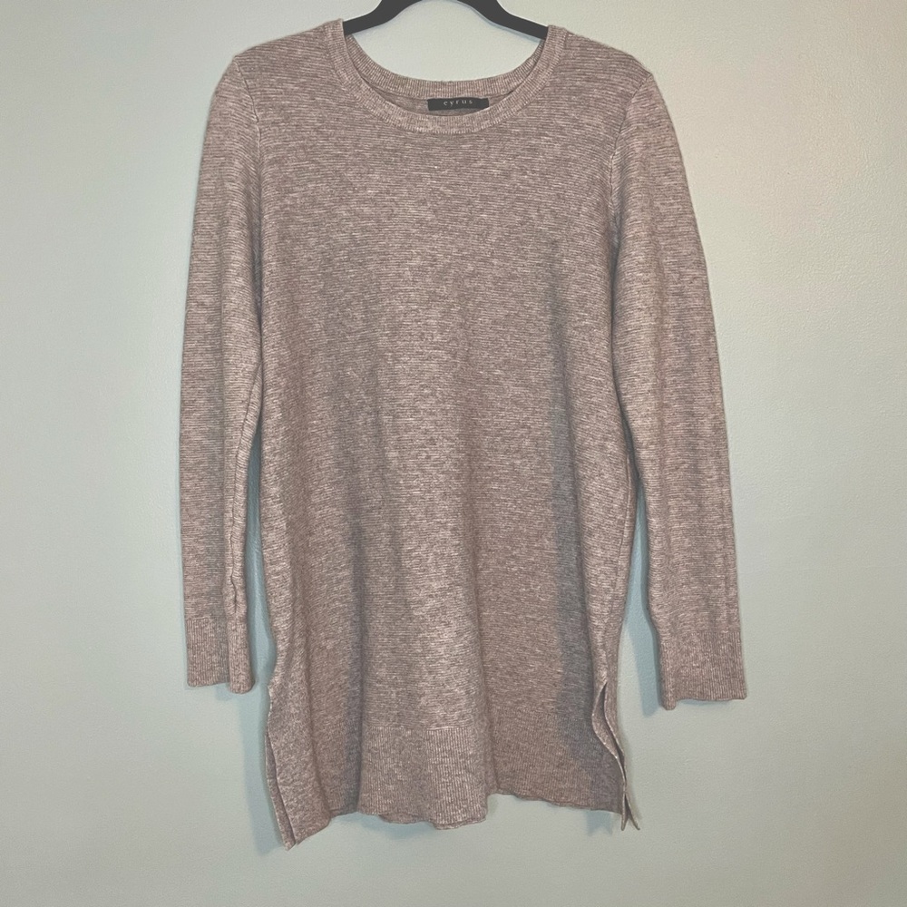 Cyrus Womens Gray Tunic Sweater, L
